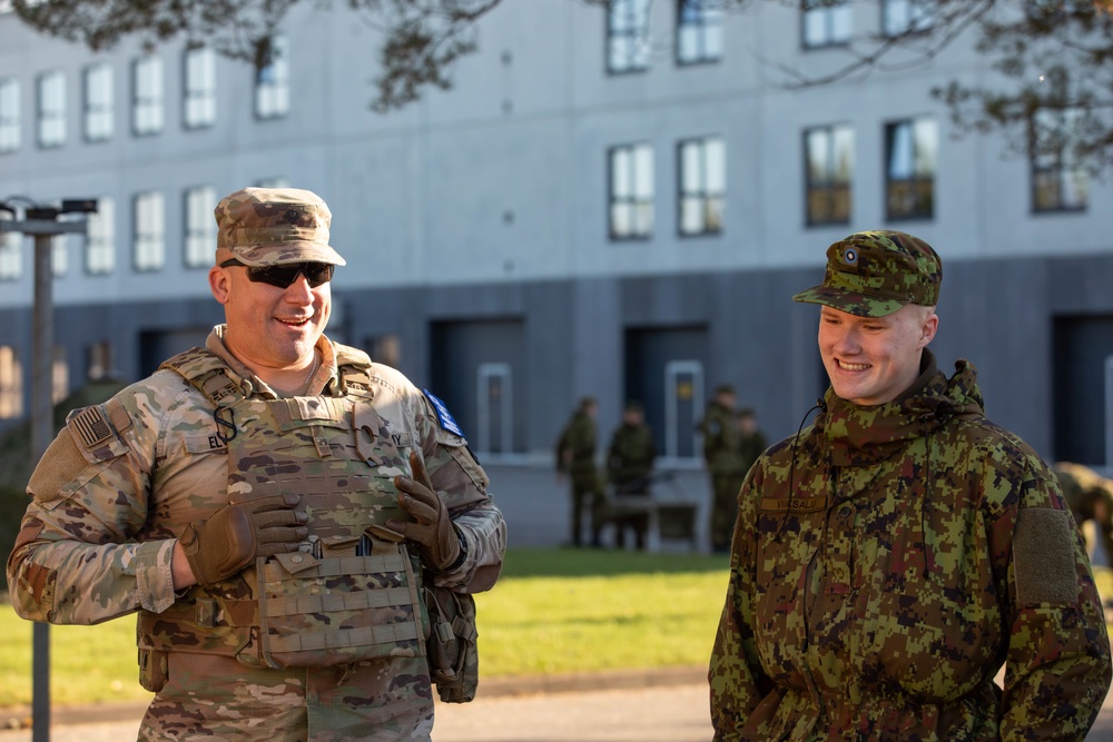 U.S. Army soldiers display combat vehicles in Johvi, Estonia