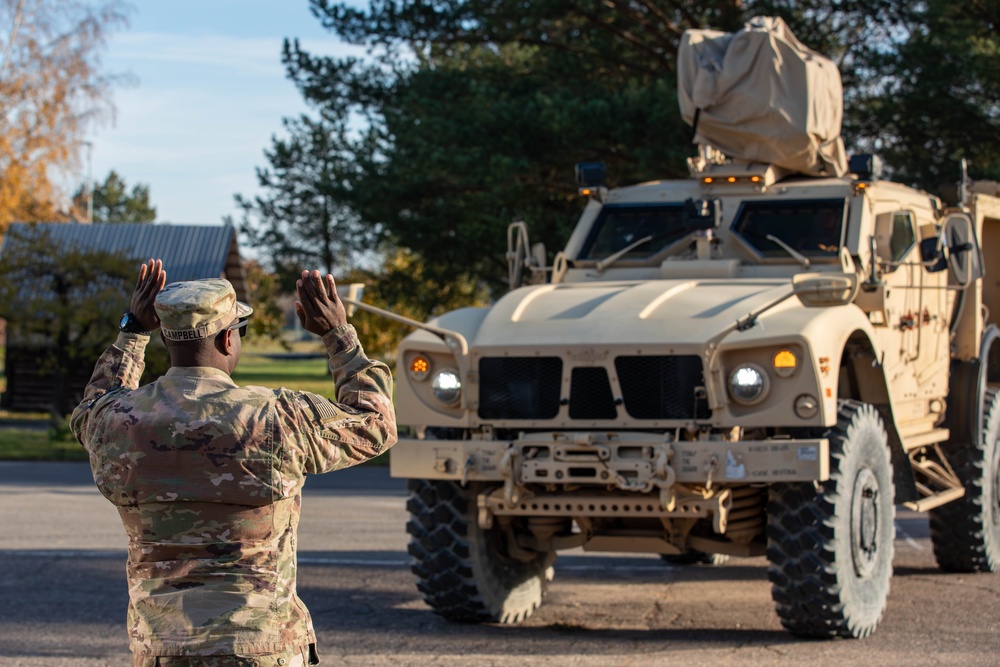 U.S. Army soldiers display combat vehicles in Johvi, Estonia