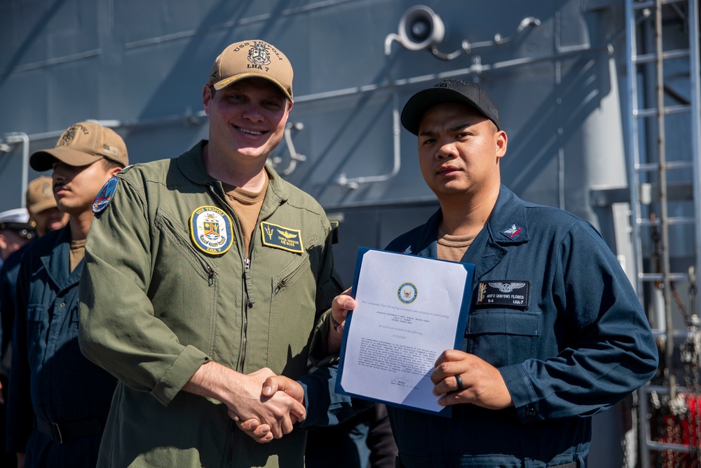 Tripoli Sailors Are Awarded and Frocked