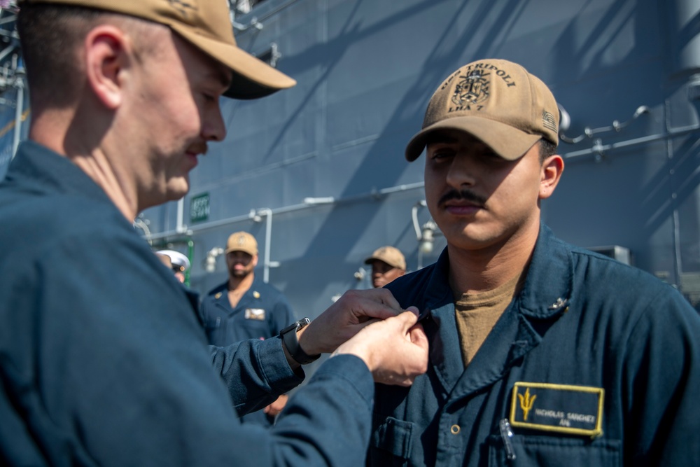 Tripoli Sailors Are Awarded and Frocked