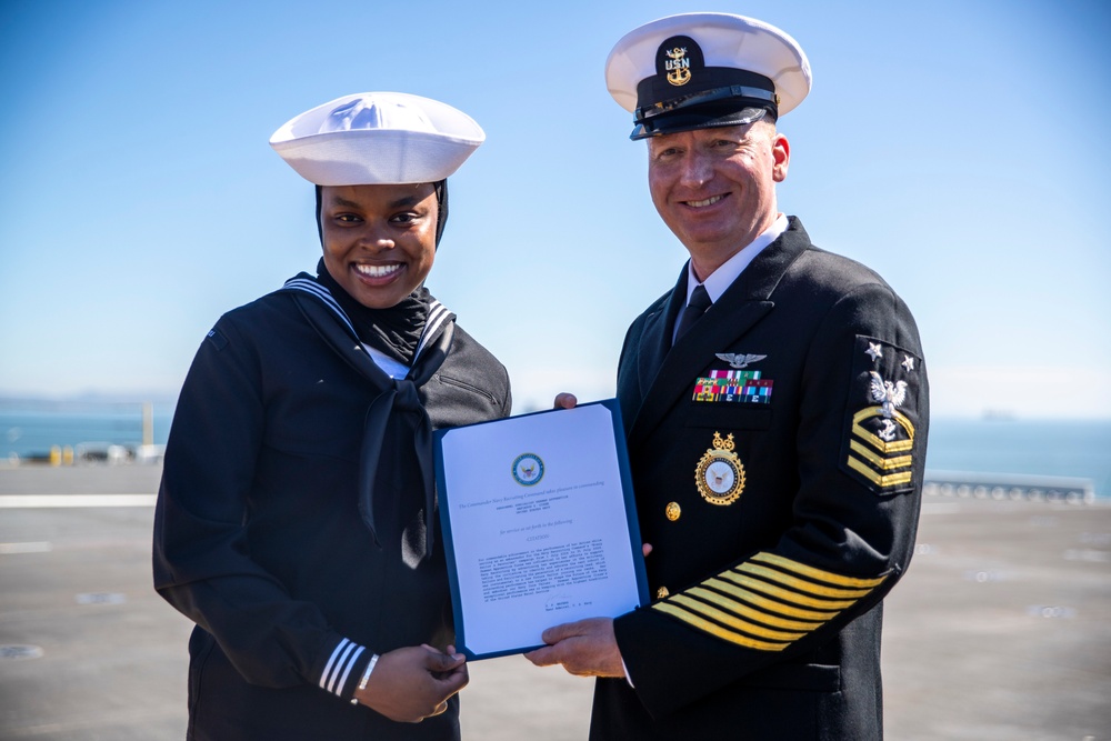 Tripoli Sailors Are Awarded and Frocked