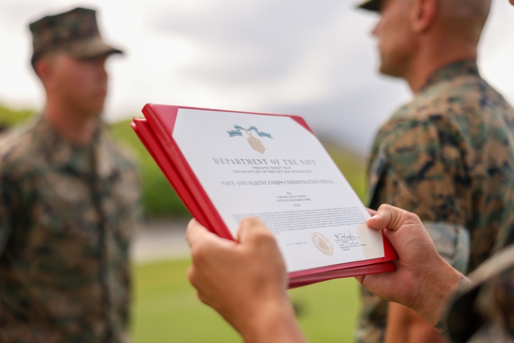 Cpl. Olson’s meritorious promotion and award ceremony