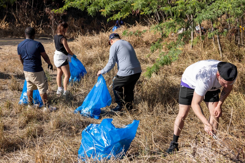 Navy Volunteers Clean Bike Path for Laulima Navy