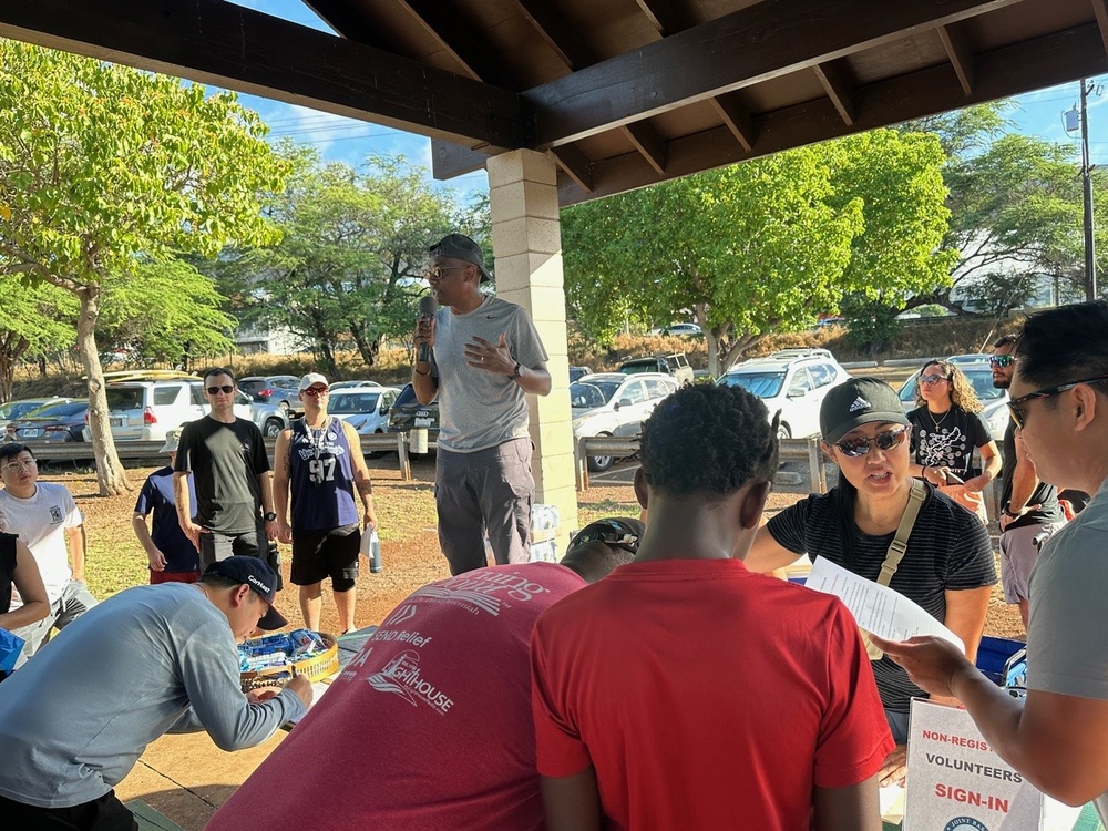 Navy Volunteers Clean Bike Path for Laulima Navy