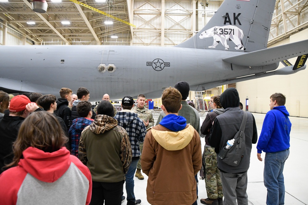 North Pole Junior Reserve Officer Training Corps (JROTC) tours the 168th Wing