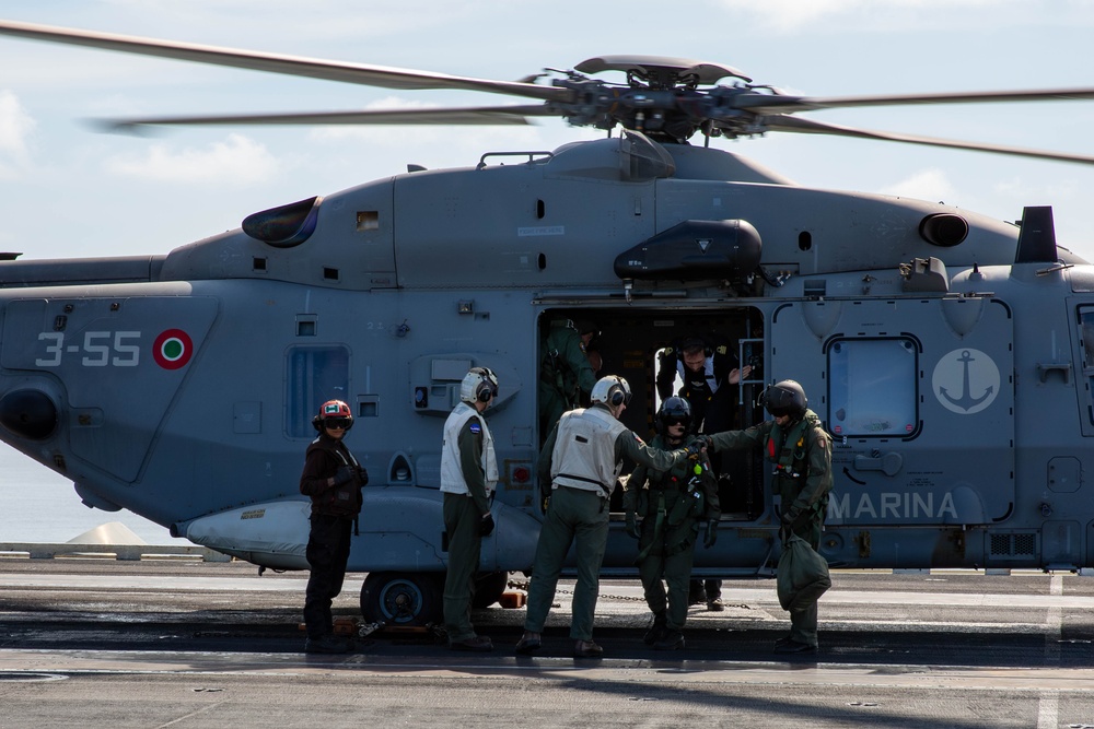 Service members from the Italian military visit USS Abraham Lincoln