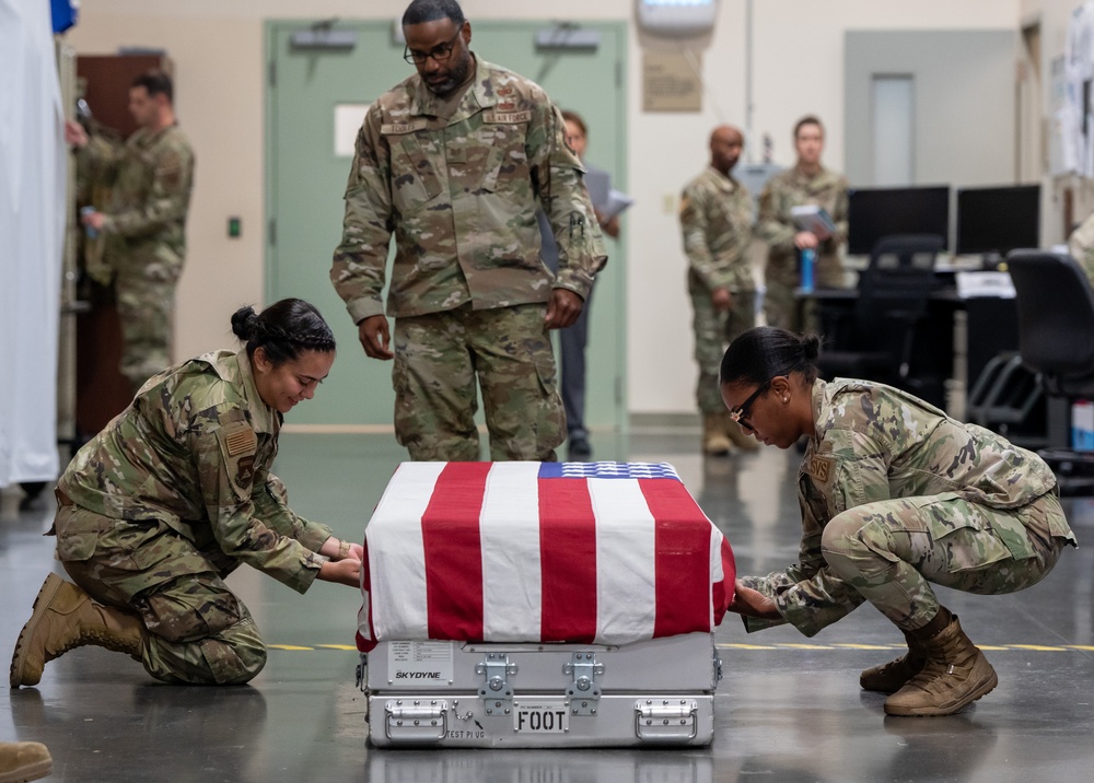 AFMAO Airman practice flag draping