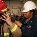 USS George H.W. Bush Sailors participate in a firefighting drill.