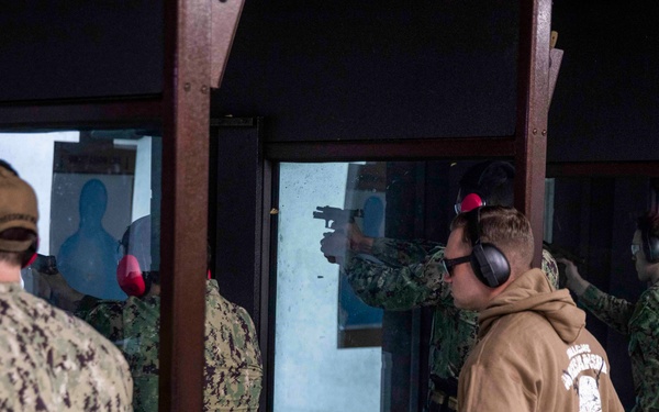 USS George H.W. Bush (CVN 77) Sailors Participate in Marksmanship Test