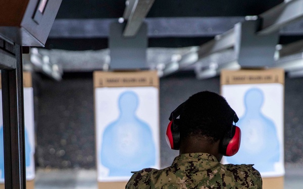 USS George H.W. Bush (CVN 77) Sailors Participate in Marksmanship Test