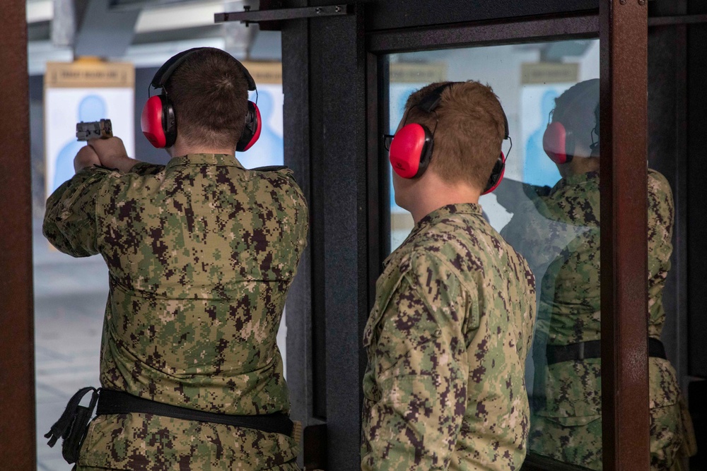 USS George H.W. Bush (CVN 77) Sailors Participate in Marksmanship Test