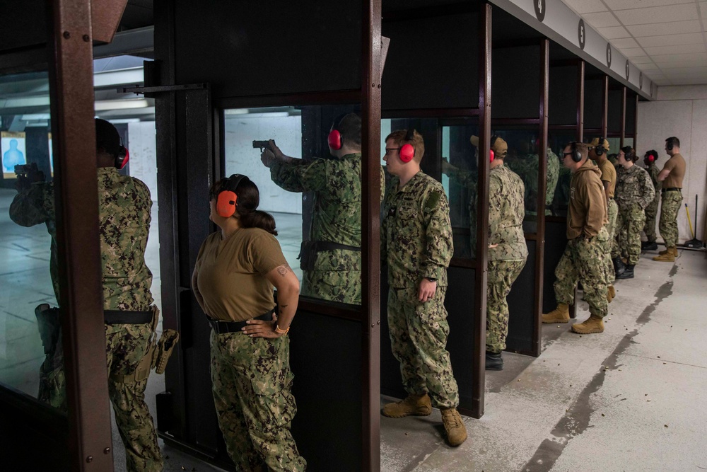 USS George H.W. Bush (CVN 77) Sailors Participate in Marksmanship Test