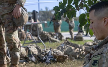 Soldiers practice resection and navigation techniques during E3B training