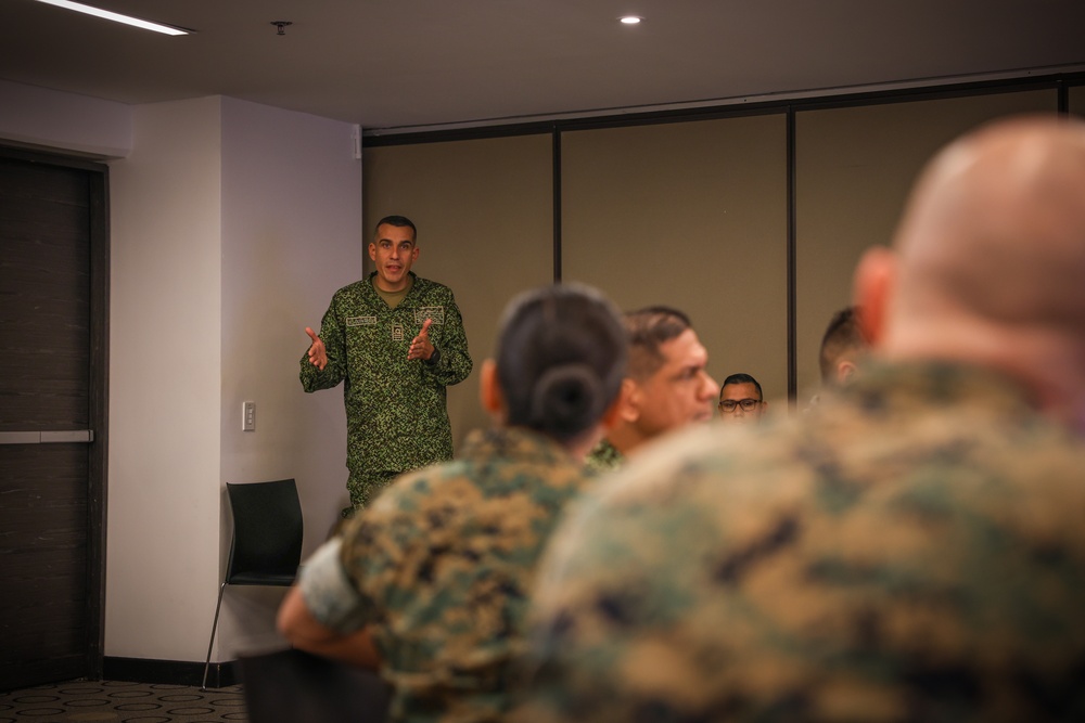 U.S. Marine Corps Forces, South, and Infantería de Marina de Colombia collaborate during a staff planner working group