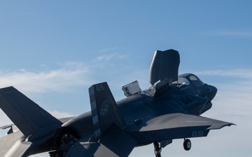 F-35B launches from JS Kaga during sea trials