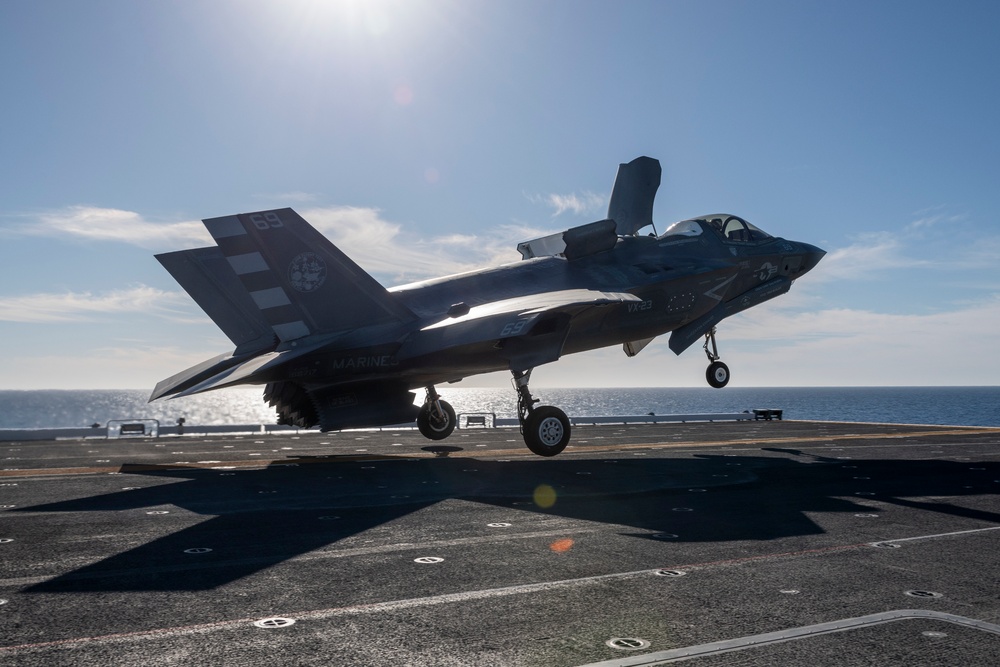 F-35B launches from JS Kaga during sea trials