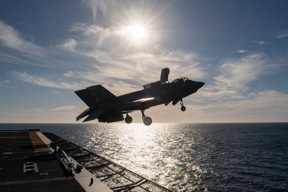 F-35B launches from JS Kaga during sea trials