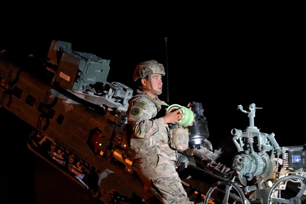 Charlie Battery, 3rd Battalion, 112th Artillery Battalion, New Jersey Army National Guard, conducts live fire exercise in North East Syria