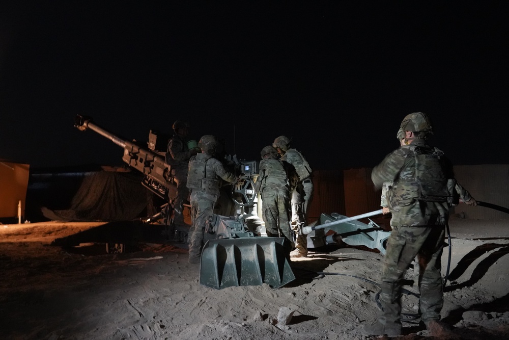 Charlie Battery, 3rd Battalion, 112th Artillery Regiment, New Jersey Army National Guard, Conducts live fire exercise in North East Syria