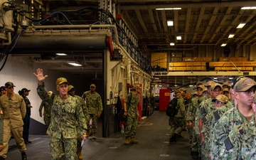 PACFLEET Holds Sasebo All Hands Call Aboard USS America (LHA 6)