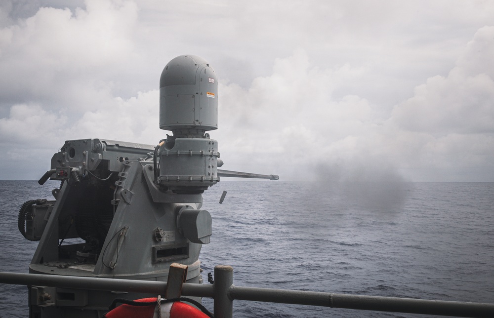 USS George Washington Fires Mark-38 During PACFIRE