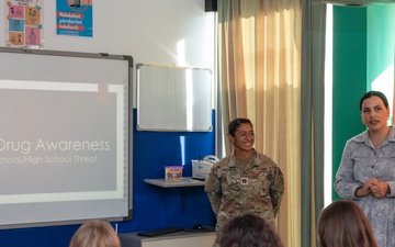 Soldiers assigned to NATO-led KFOR mission conduct presentation at Future School of Kosovo