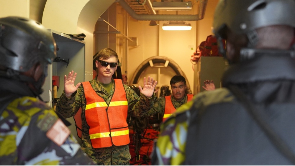 Kenya Defence Forces conduct VBSS training aboard the USS Hershel &quot;Woody&quot; Williams