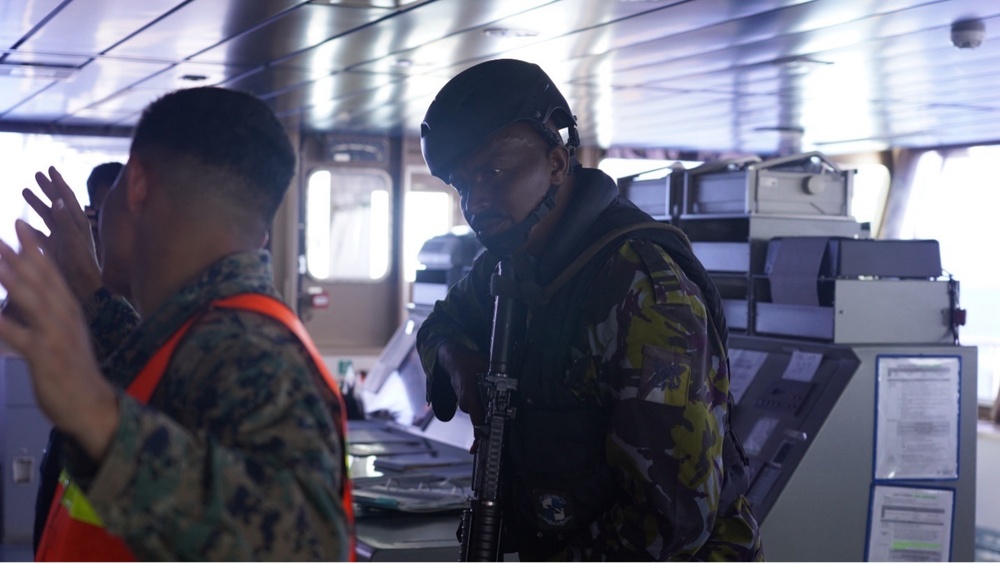 Kenya Defence Forces conduct VBSS training aboard the USS Hershel &quot;Woody&quot; Williams