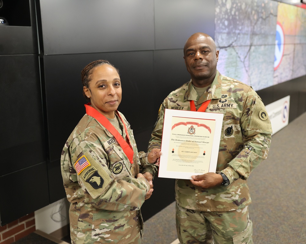 1st TSC Soldier receives Ordnance Order of Samuel Sharpe