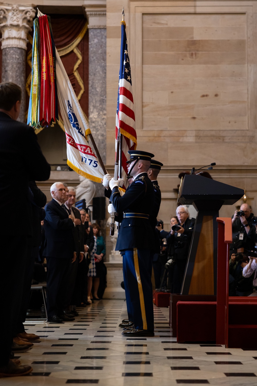 The U.S. Army Old Guard Presents the Colors at Billy Graham Statue Unveiling