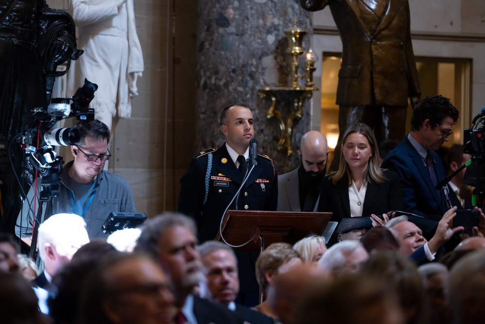 Soldier from The U.S. Army Old Guard Announces Billy Graham Statue Unveiling Ceremony