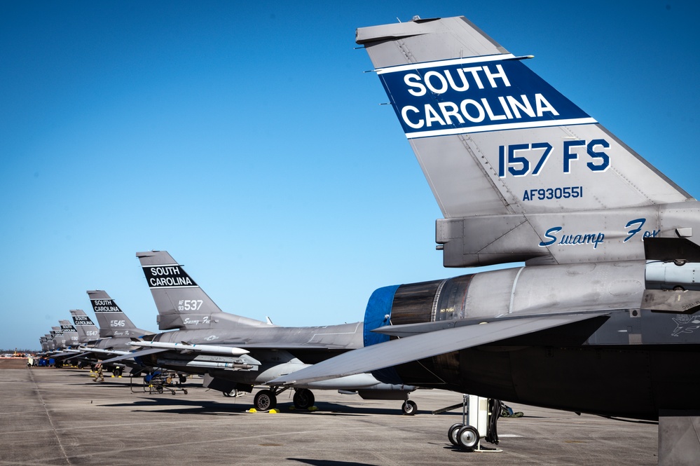 Maintenance preparing F-16s for the WSEP exercise