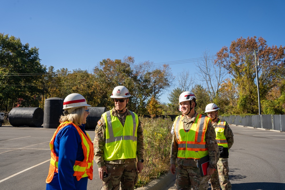 Brig. Gen. Daniel Hibner Oversees Installation of a Temporary Water Unit at the University Of North Carolina Asheville