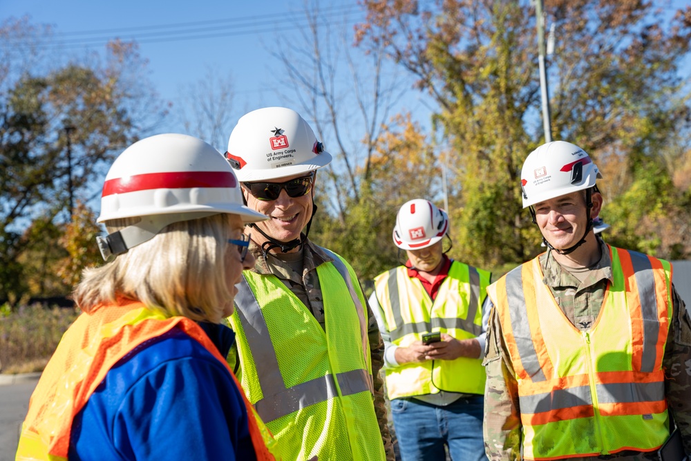 Brig. Gen. Daniel Hibner Oversees Installation of a Temporary Water Unit at the University Of North Carolina Asheville