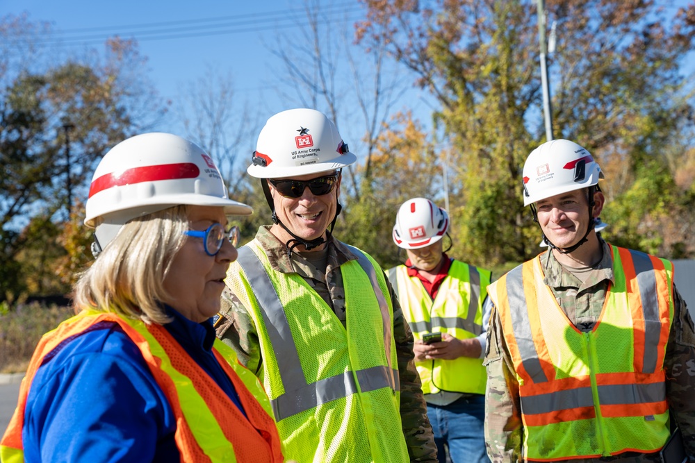 Brig. Gen. Daniel Hibner Oversees Installation of a Temporary Water Unit at the University Of North Carolina Asheville