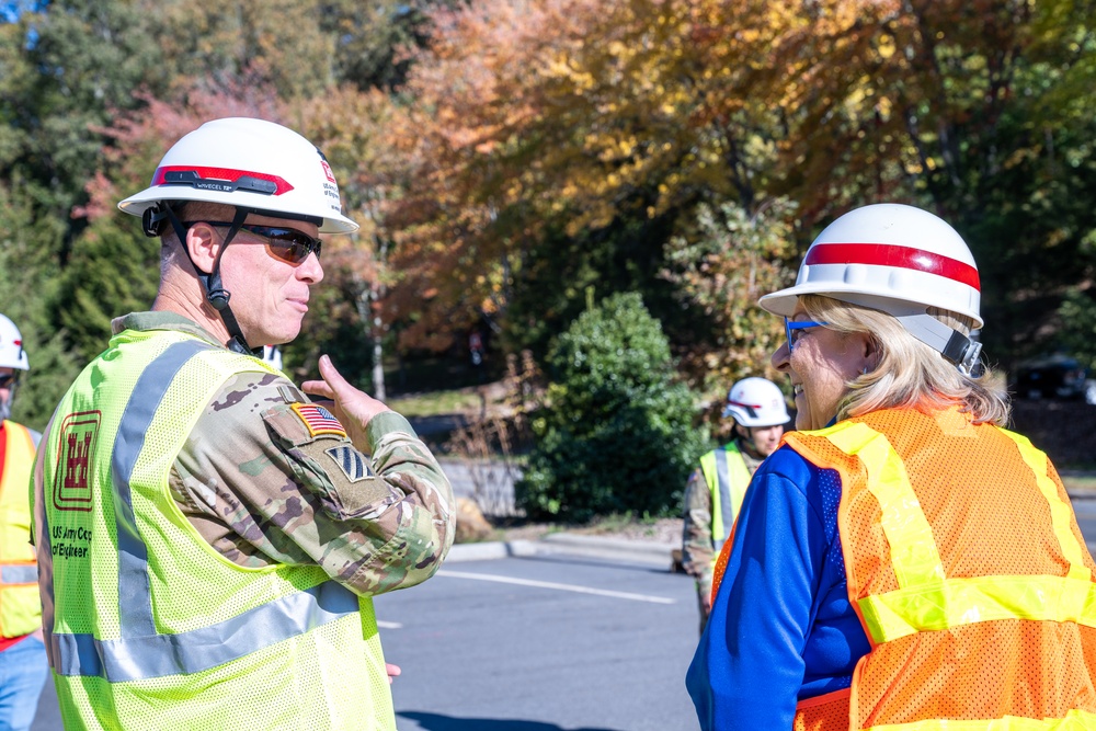 Brig. Gen. Daniel Hibner Oversees Installation of a Temporary Water Unit at the University Of North Carolina Asheville
