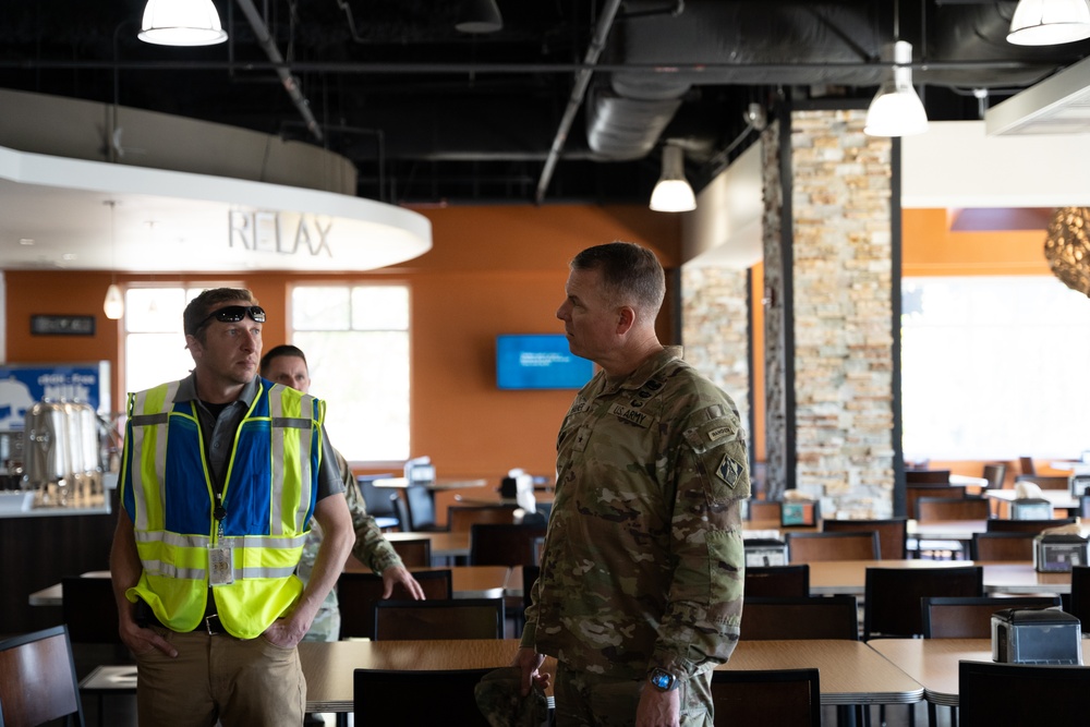Brig. Gen. Daniel Hibner Oversees Installation of a Temporary Water Unit at the University Of North Carolina Asheville
