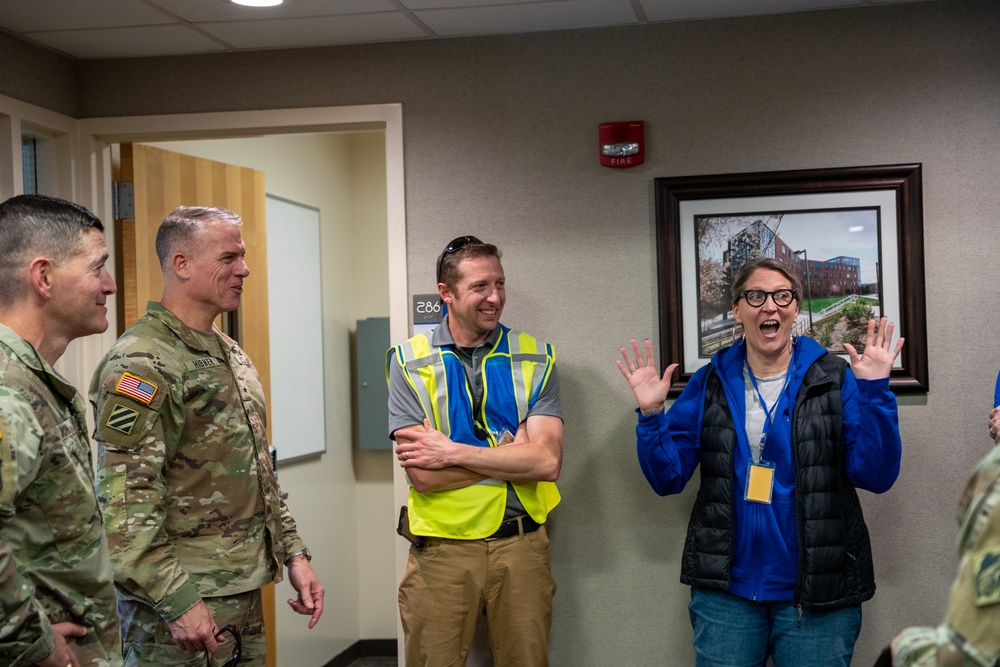 Brig. Gen. Daniel Hibner Oversees Installation of a Temporary Water Unit at the University Of North Carolina Asheville