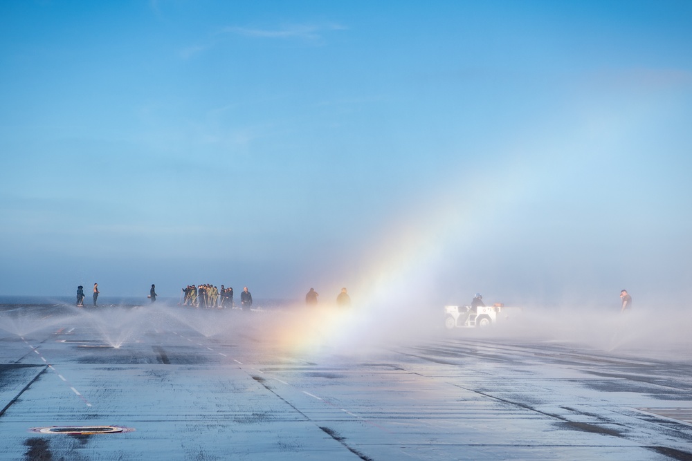 USS Ronald Reagan (CVN 76) conducts a counter-measure washdown