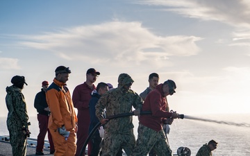 USS Ronald Reagan (CVN 76) conducts a counter-measure washdown