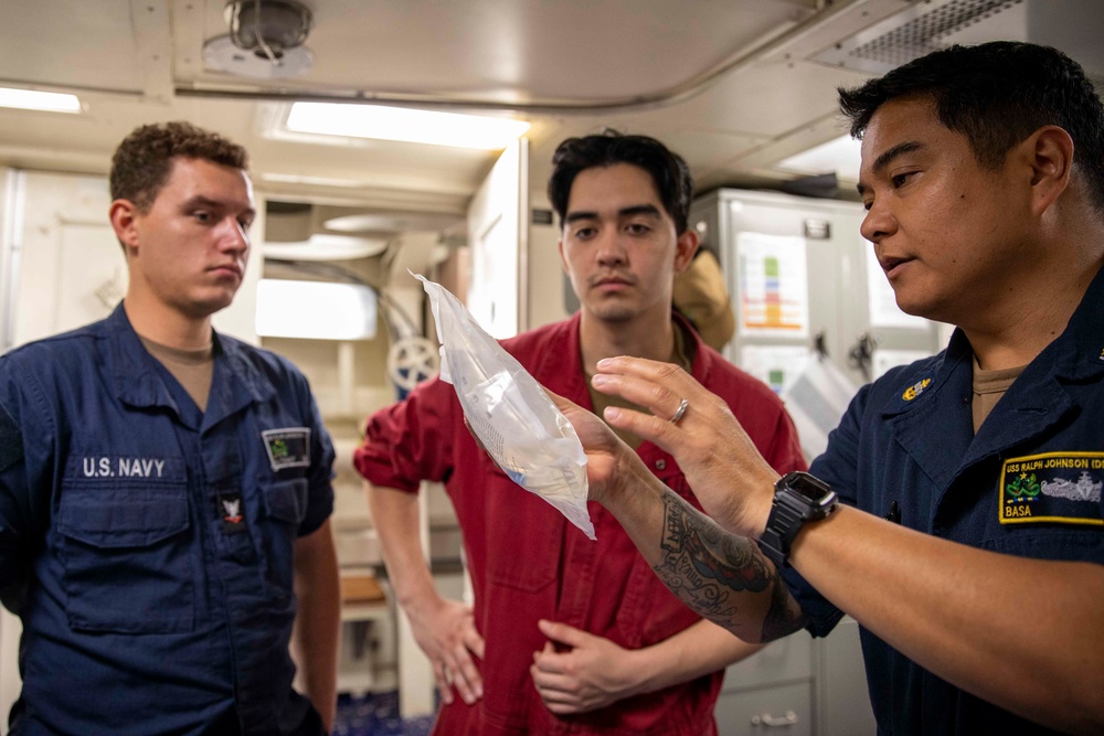 USS Ralph Johnson Conducts Stretcher Bearer Training