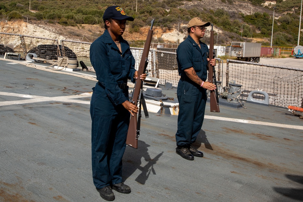 Color Guard Practice aboard the USS Cole
