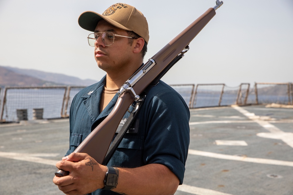 Color Guard Practice aboard the USS Cole