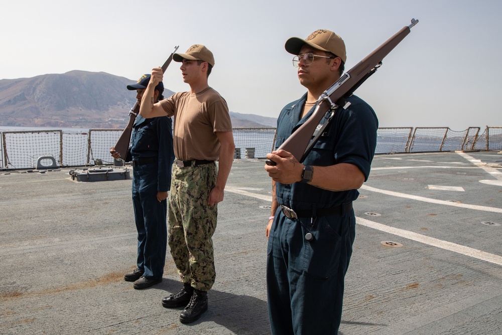 Color Guard Practice aboard the USS Cole