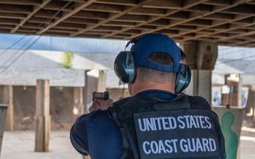 Coast Guard crew members conduct range qualifications