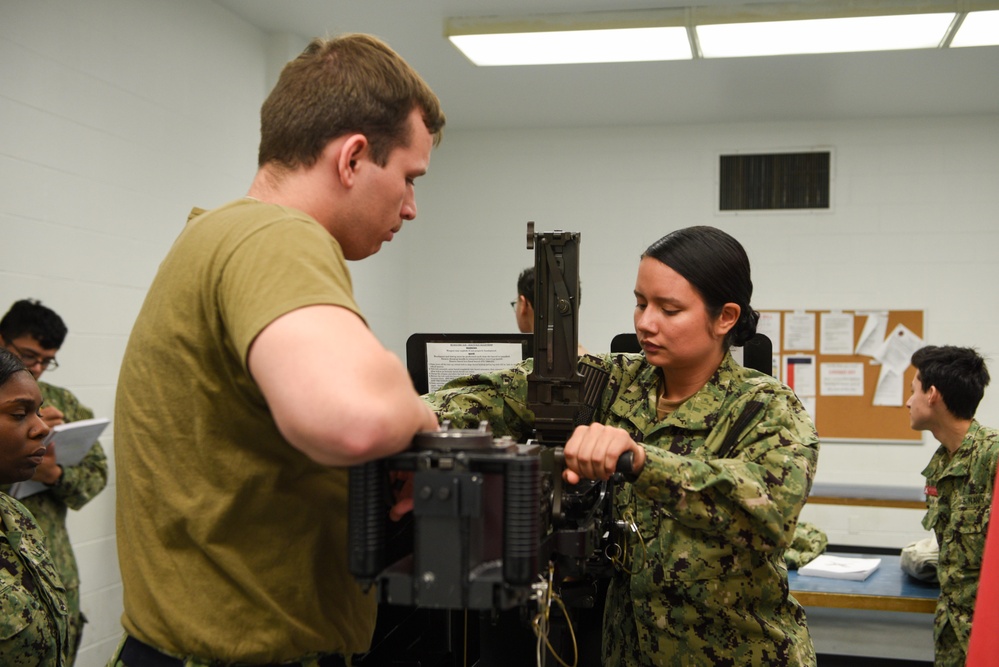 SCSTC GL Gunner's Mate Students Practice Operation and Maintenance of .50 cal Machine Gun