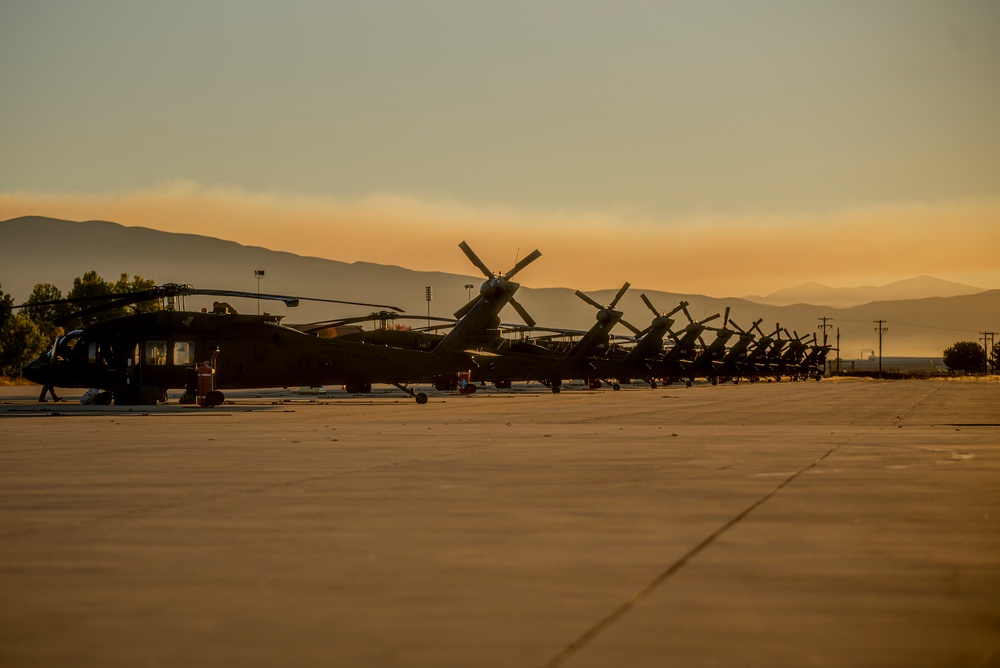 UH-60 Black Hawks in flight