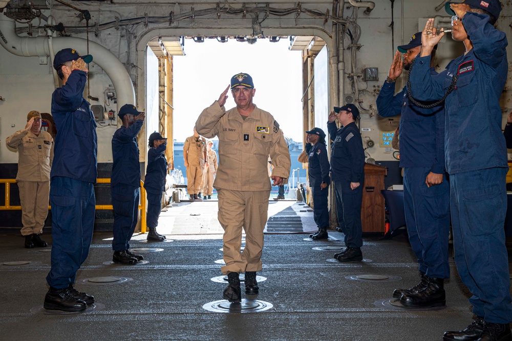 Rear Adm. Joseph Cahill visits USS Iwo Jima