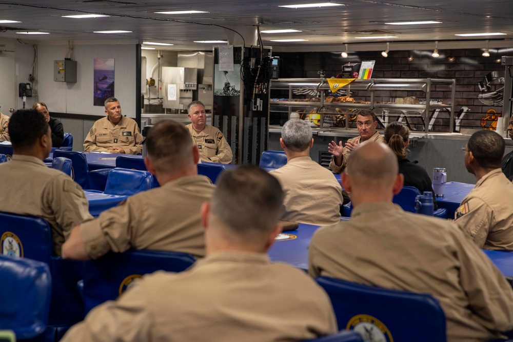 Rear Adm. Joseph Cahill visits USS Iwo Jima