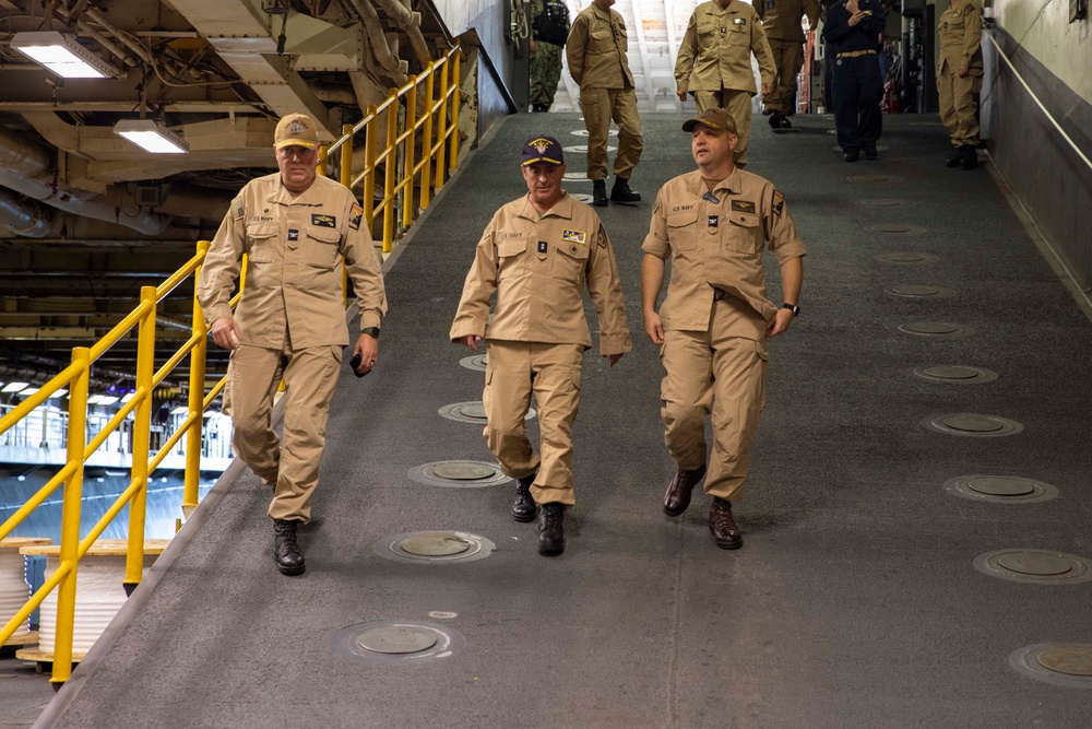 Rear Adm. Joseph Cahill visits USS Iwo Jima